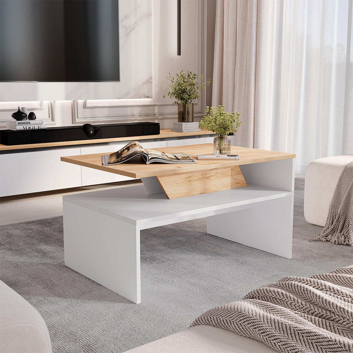 KONFERENČNÍ STŮL Arden Bílá/Artisan - bílá, kompozitní dřevo (52.6/80/45.4cm) - Vicco