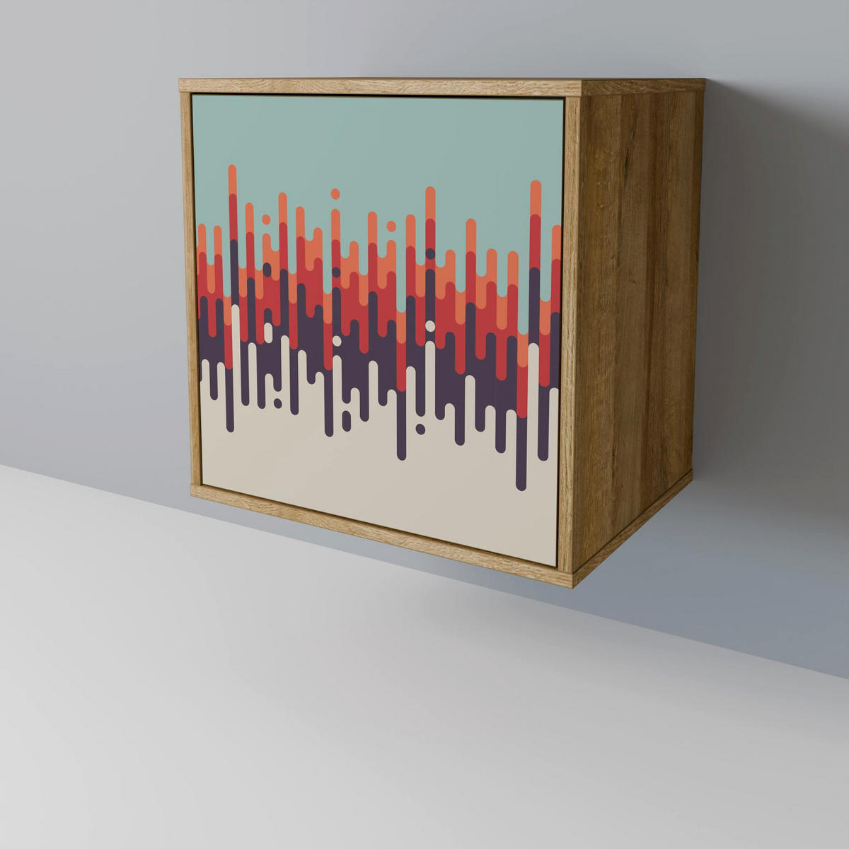 SIDEBOARD CHROMA CONTOURS, Eichefarben, 57,5x42x75,5 cm, Goldfarbene Metallfüße - Eichefarben/Goldfarben, Holzwerkstoff/Metall (57.5/75.5/42cm) - SpaceRebels