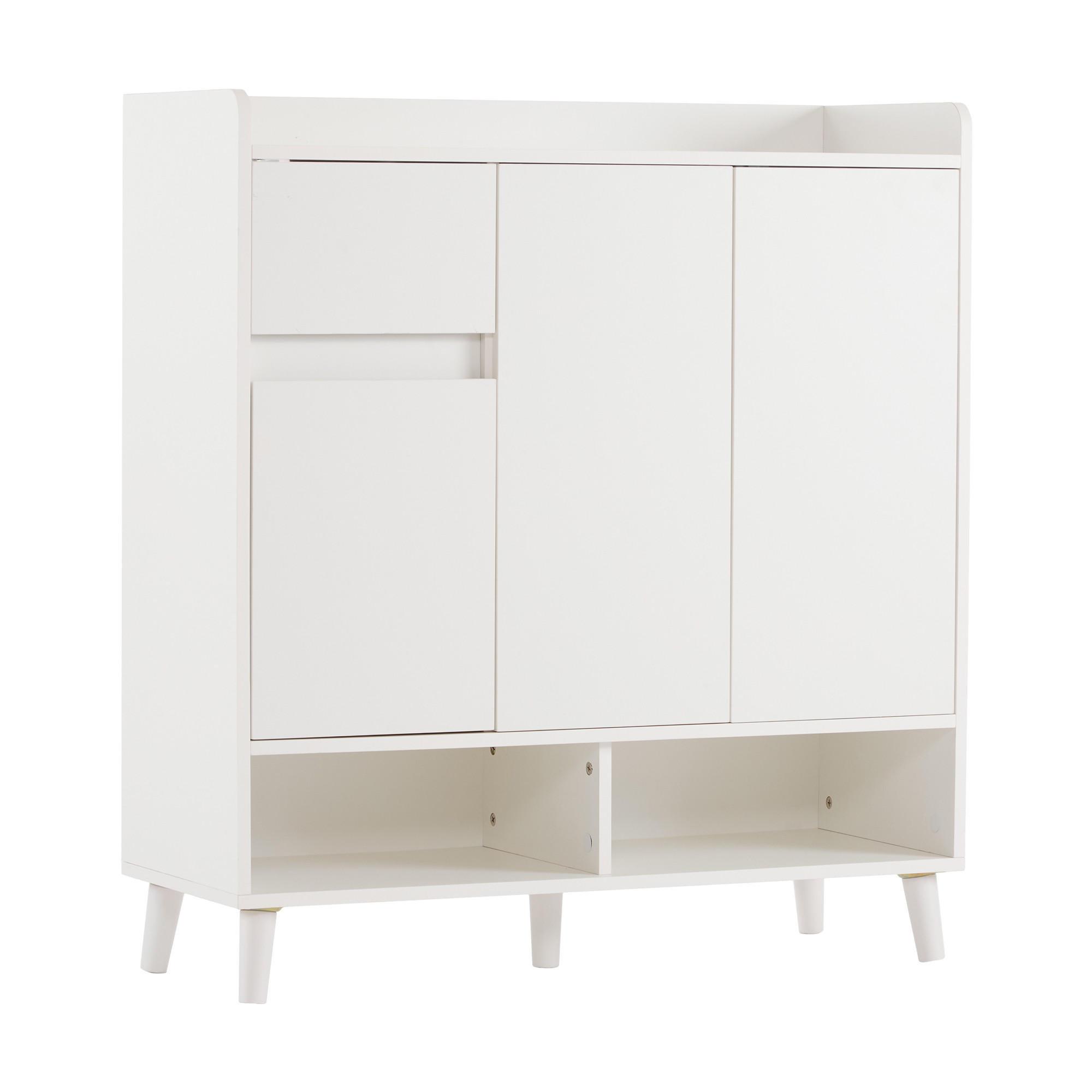 SCHUHSCHRANK DE-37868 mit verstellbaren Böden Weiß - Weiß, Holzwerkstoff (90/99/35cm) - ComfortXL