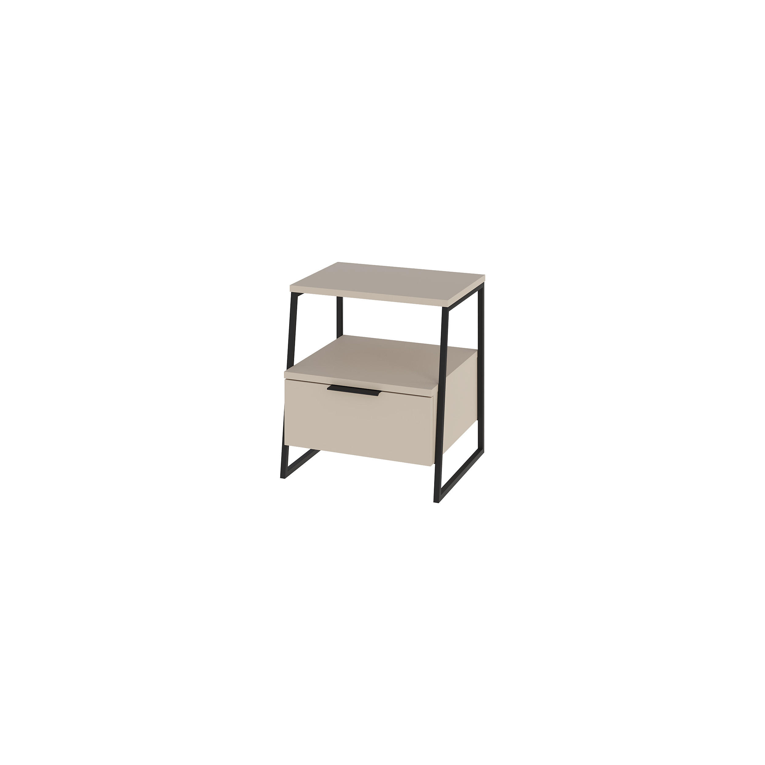 NACHTTISCH MIT SCHUBLADEN Pal Sandstein 45/41/50 cm - Sandfarben, Holzwerkstoff (45/50/40cm) - Decortie