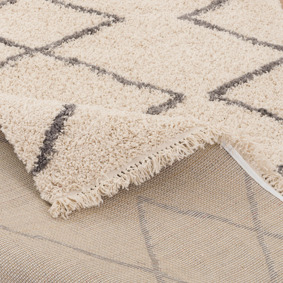 HOCHFLOR LANGFLOR SHAGGY TEPPICH CASABLANCA RAUTEN - Ecru, Textil (140/200cm) - Pergamon
