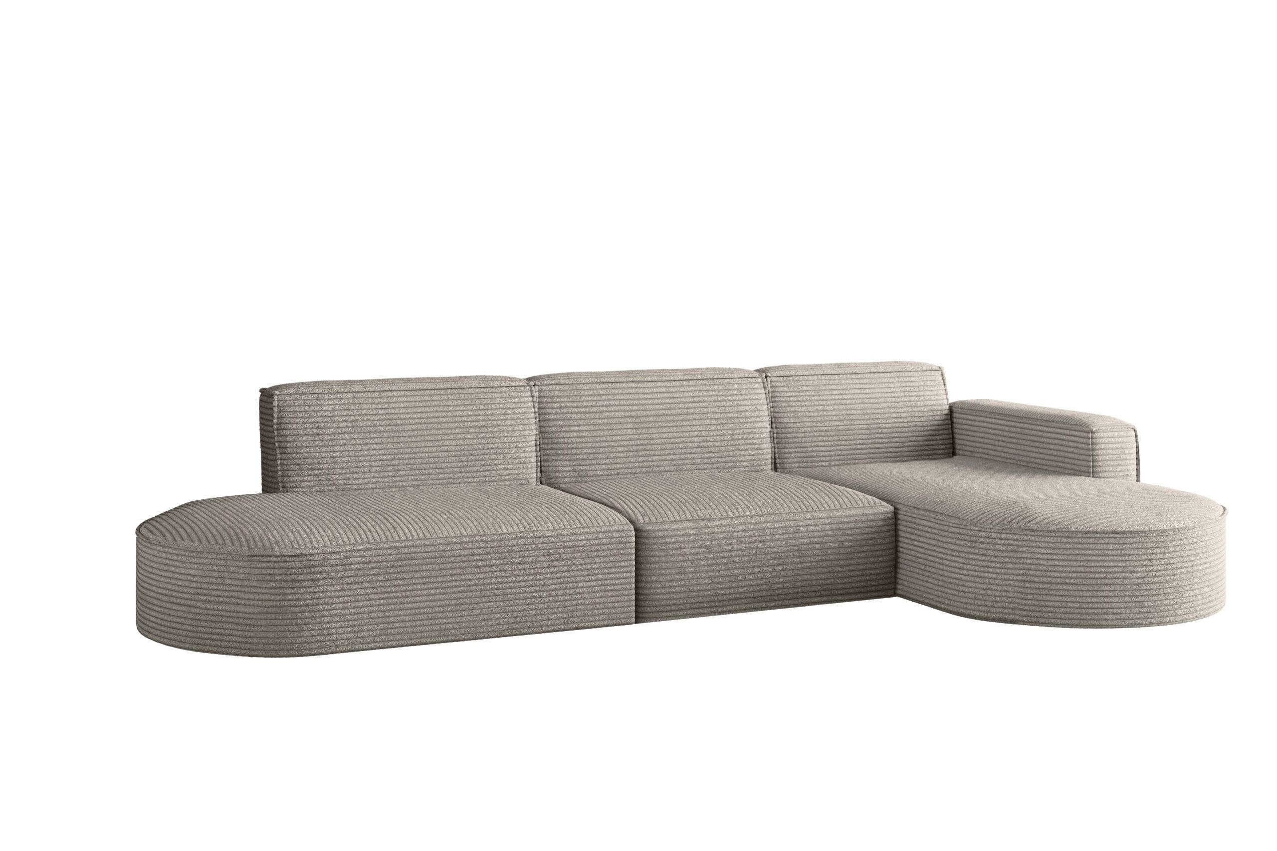 Kaiser Möbel ROHOVÁ SEDAČKA designová ve tvaru L MODENA 302 cm tkanina Poso Světle hnědá Pravá strana