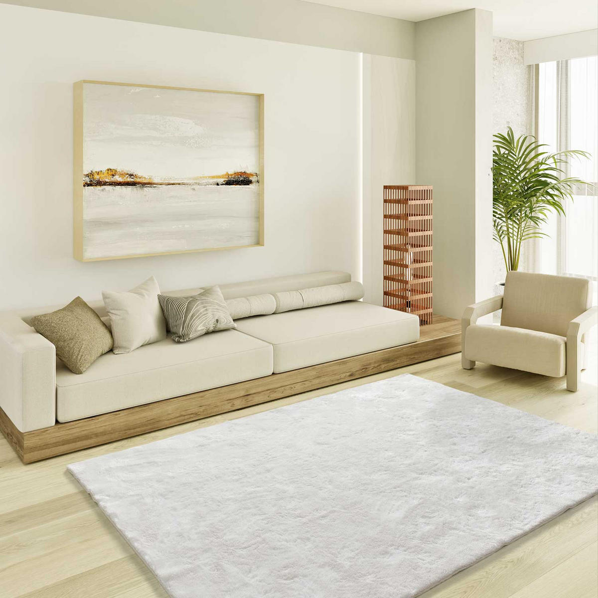 HOCHFLORTEPPICH Weiß Roma 140/200 cm - Weiß, Kunststoff/Textil (140/200cm) - Atticgo