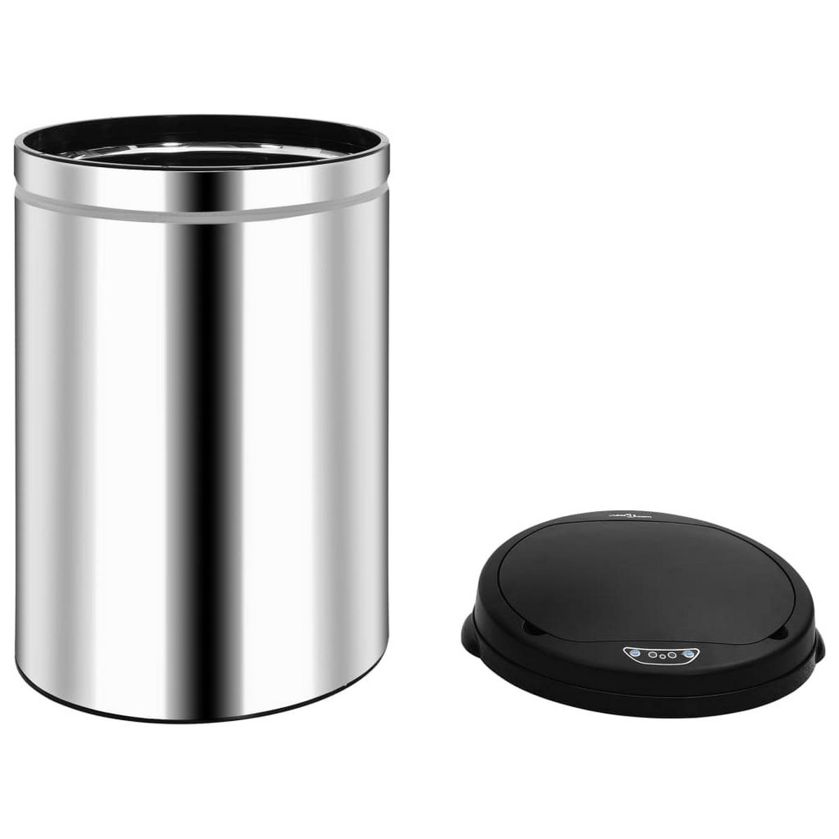 MÜLLEIMER mit Sensor 30L Edelstahl Abfalleimer Automatik - Silberfarben, Metall (30.5/51.5/30.5cm) - DELUKE