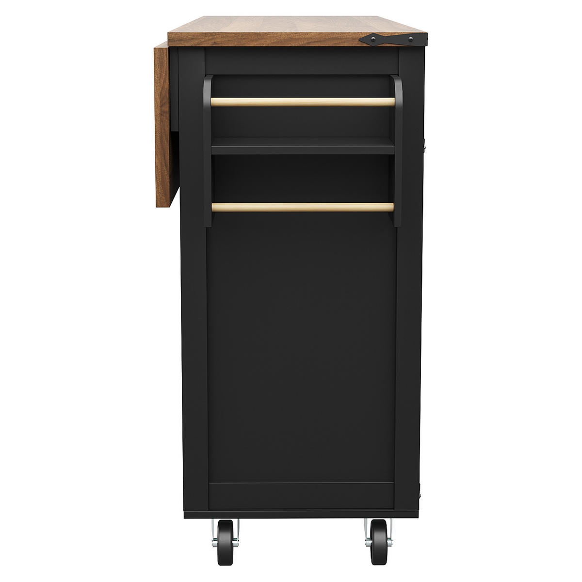 KÜCHENINSEL Servierwagen Ausziehbar Stauraum Schwarz - Schwarz, Holzwerkstoff (140/94/45cm) - FLIEKS