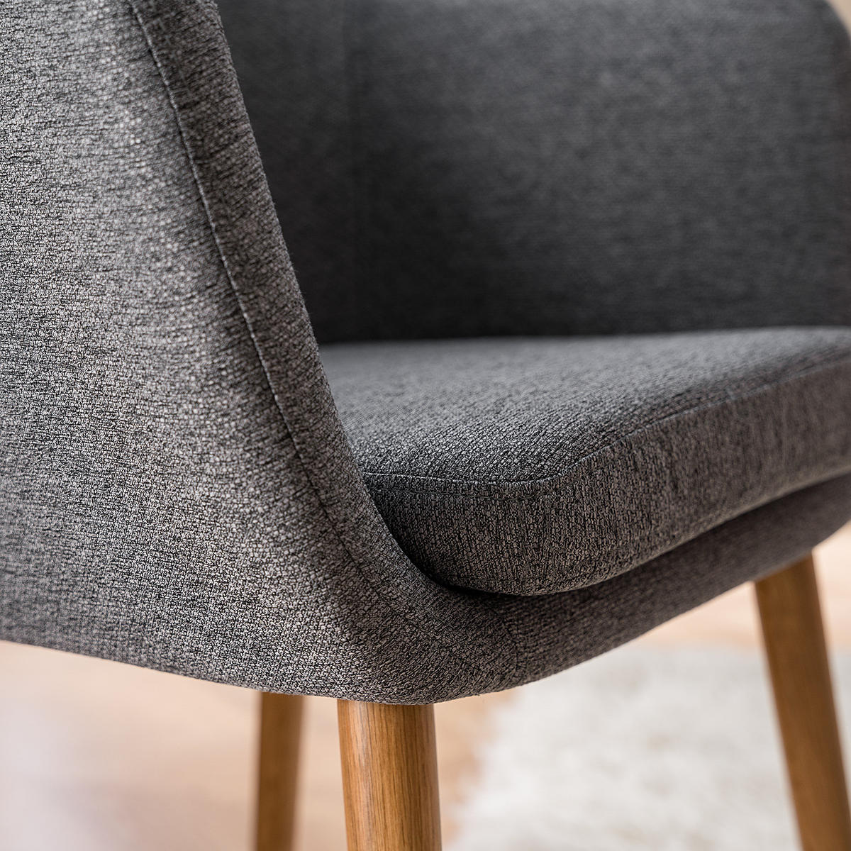 ARMLEHNENSTUHL - Eichefarben/Dunkelgrau, Textil (58/84/58cm) - home24