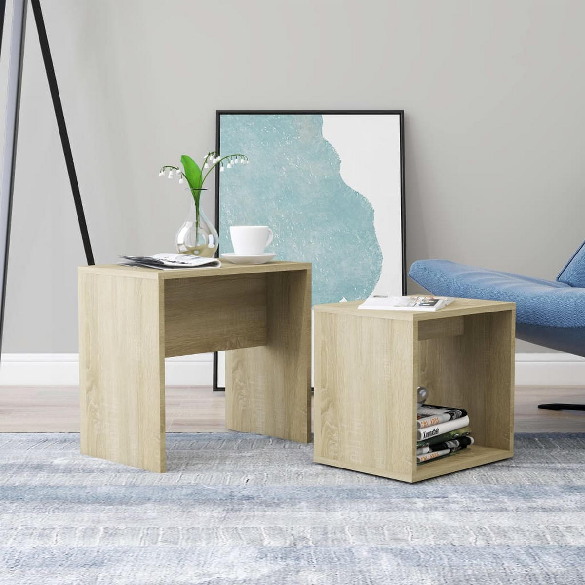 COUCHTISCH-SET Sonoma-Eiche 48 x 30 x 45 cm - Braun, Holzwerkstoff (48/30/45cm) - furnicato