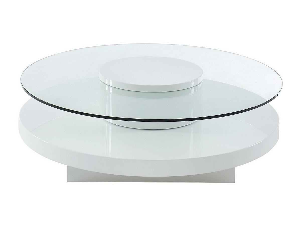 COUCHTISCH - Glas Hochglanz - Weiß - RYHALI - Transparent, Holz (100/100/33cm) - Vente-Unique