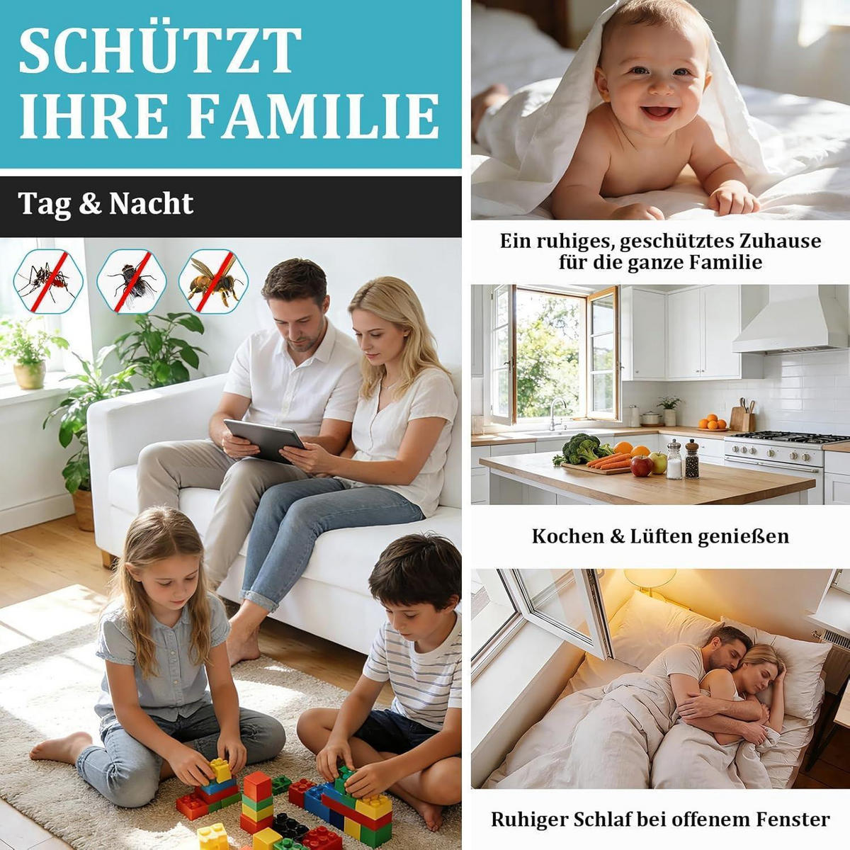 FLIEGENGITTER Fenster zuschneidbar 100 x 100 cm Schwarz - Schwarz, Textil (100/1/100cm)