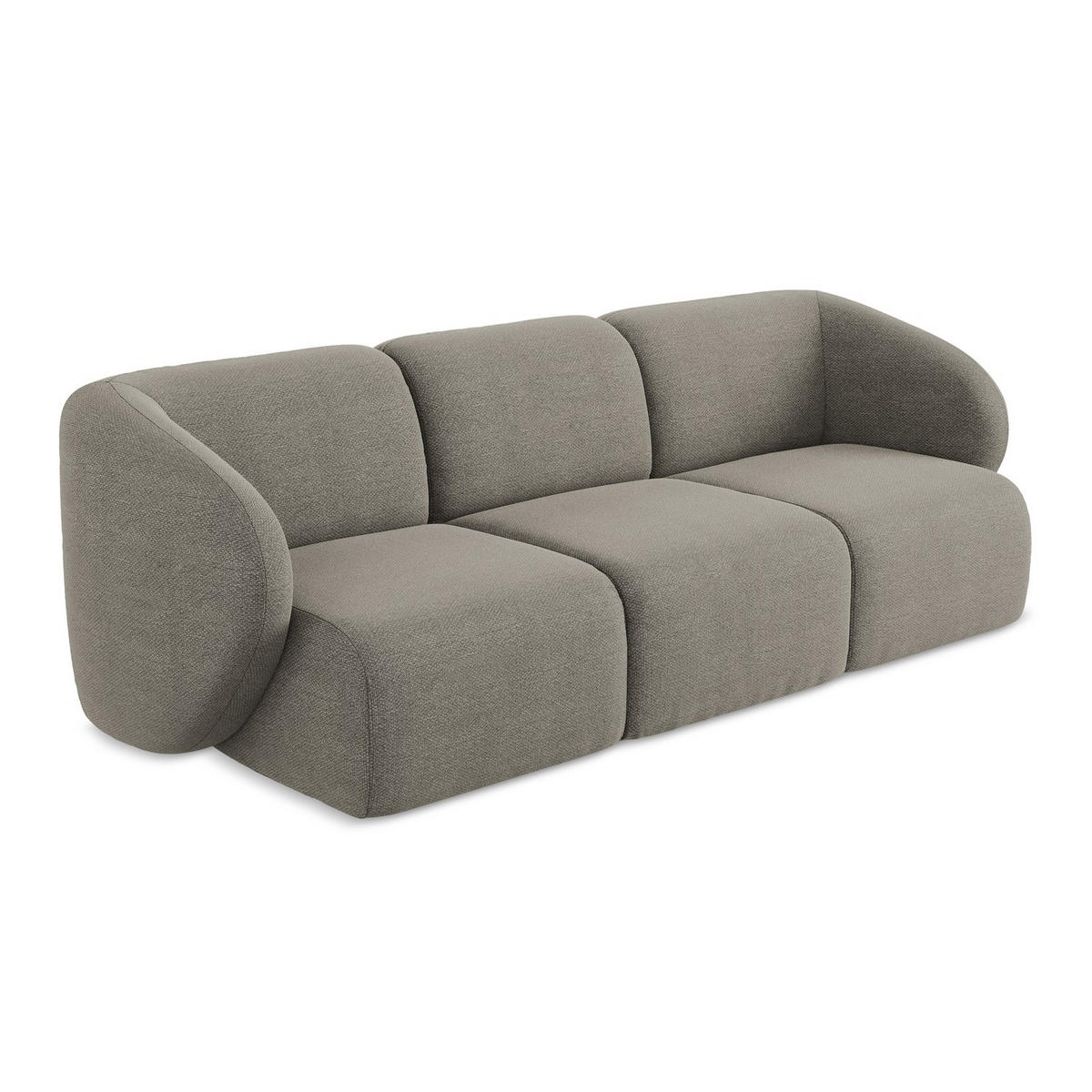 3-SITZER SOFA Bouclé Stoff Grau - Schwarz/Grau, Holzwerkstoff/Kunststoff (244/75/94cm) - LaMiaSofa