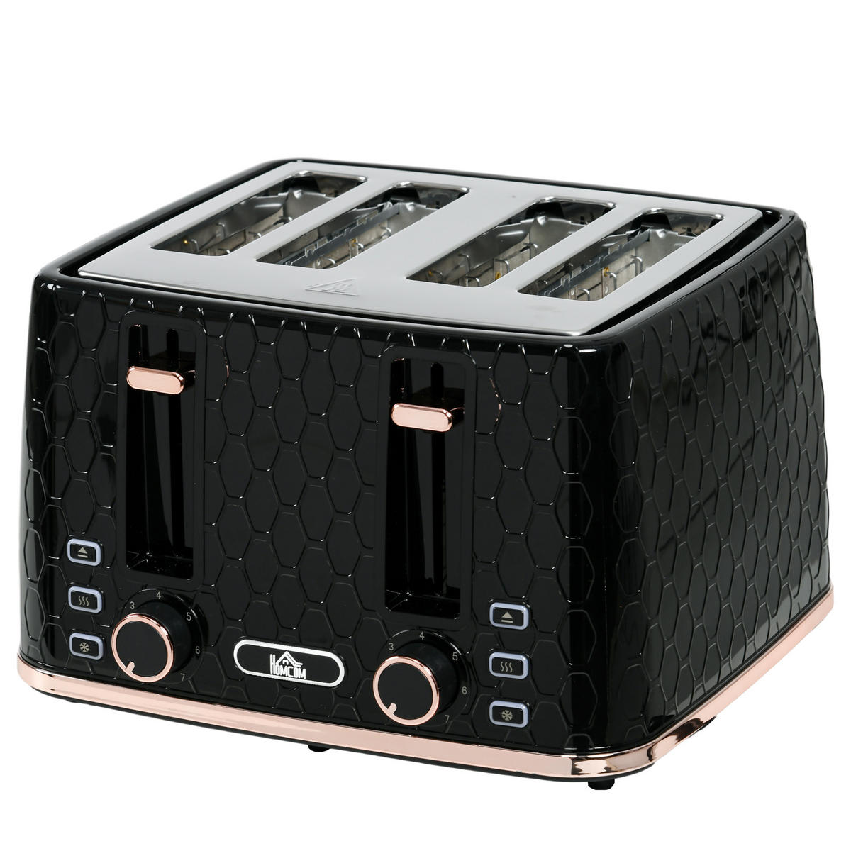 TOASTER DE-07946 4-Scheiben, 7 Bräunungsstufen, Wabenstruktur Schwarz - Schwarz, Kunststoff (27.6/18.9/29.3cm) - ComfortXL