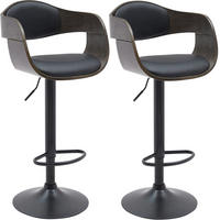 BARHOCKER 2er Set Lederlook Schwarz/Grau - Schwarz/Grau, Textil/Metall (48/87/50cm) - CLP