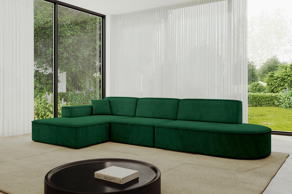 ECKSOFA Ottomane Links IREA-L2-v4 - 328x171x79 cm Grün - Grün, Holzwerkstoff/Textil (328/171cm) - ALTDECOR