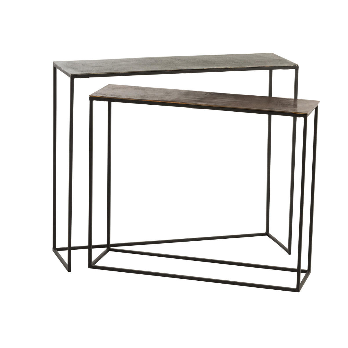 KONSOLE aus Aluminium 2-teilig - 100/29/83 cm - Schwarz, Metall (100/29/83cm) - Calicosy