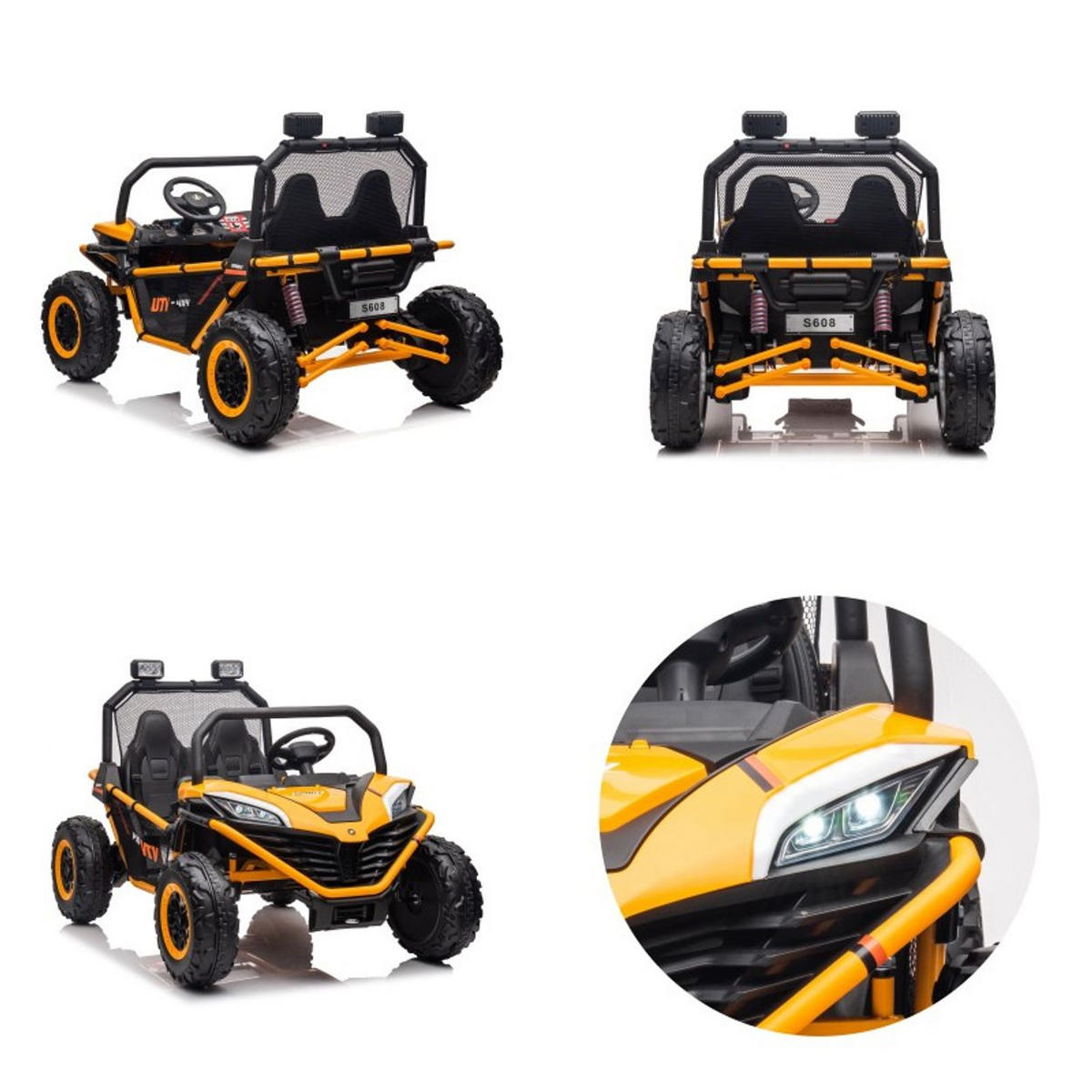 KINDERELEKTROFAHRZEUG Explorer gelb Doppelsitzer Offroad LED Hupe MP3 USB - Gelb, Kunststoff (121/80/80cm) - Chipolino
