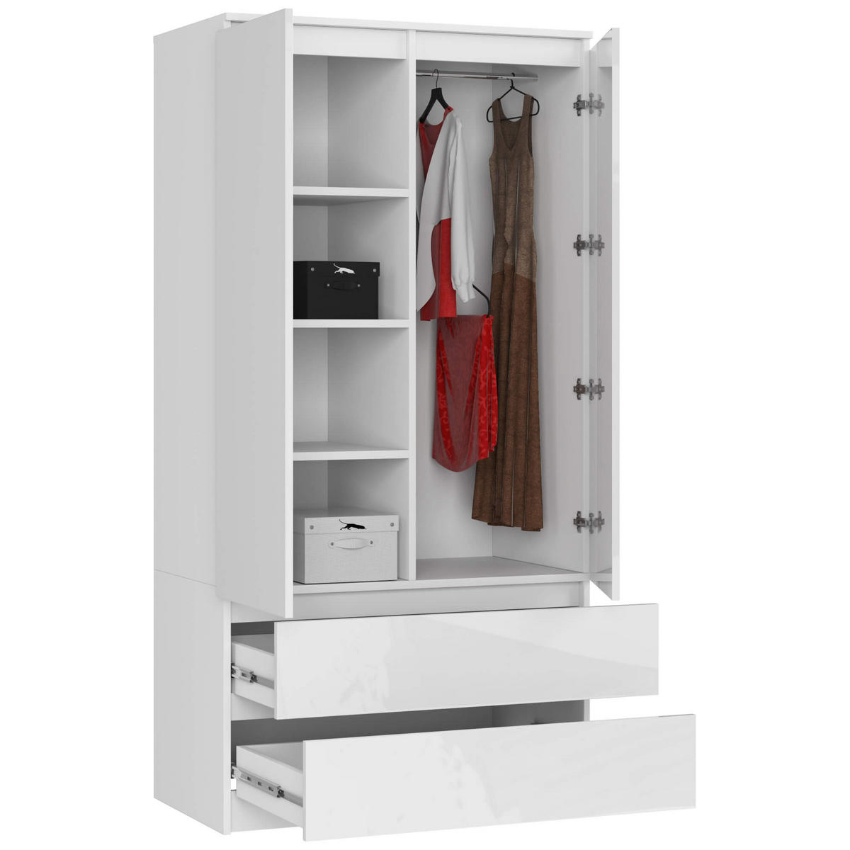 KLEIDERSCHRANK Weiß, Weißglanz 180x51x90 cm - Weiß Hochglanz/Weiß, Holzwerkstoff (90/180/51cm) - Akord