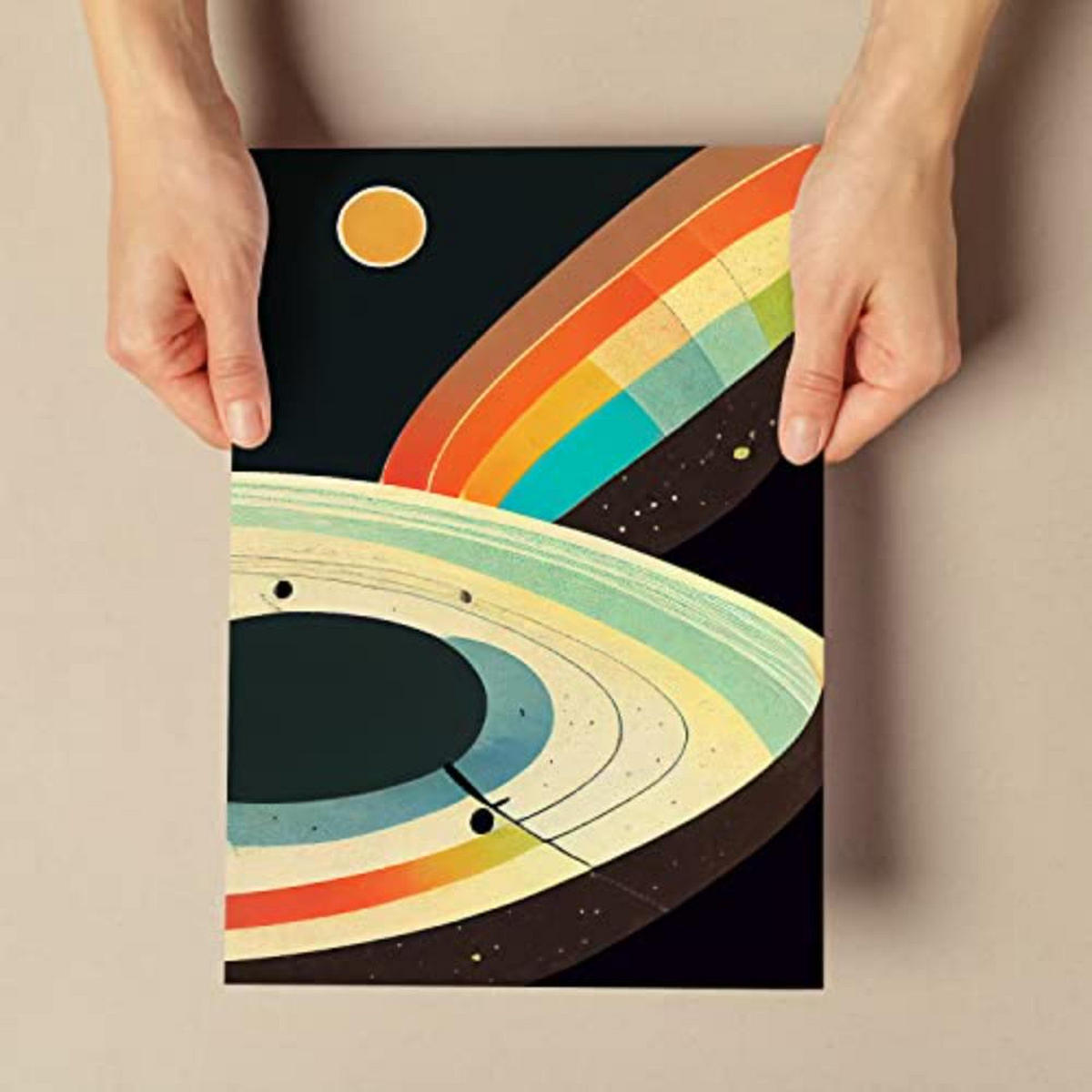 POSTER Set mit 4 Abstrakt Kurve Moderne Galaxien A4 Rahmenlos - Klar, Papier (29.7/3cm) - Nacnic