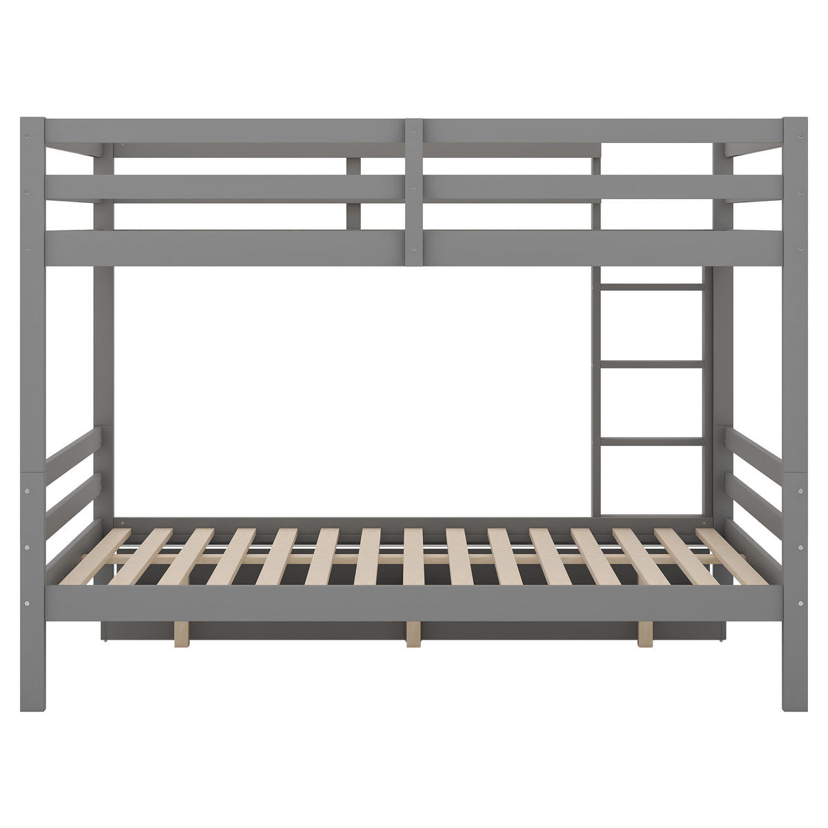 ETAGENBETT 140/200 cm grau mit Schubladen und hohem Geländer - Grau, Holz (140/200cm) - OKWISH