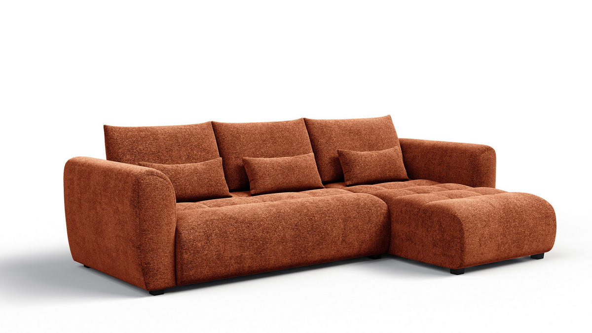 ECKSOFA SORENO 4-Sitzer, orange - Schwarz/Orange, Holz/Textil (293/171cm) - Courtois Laville