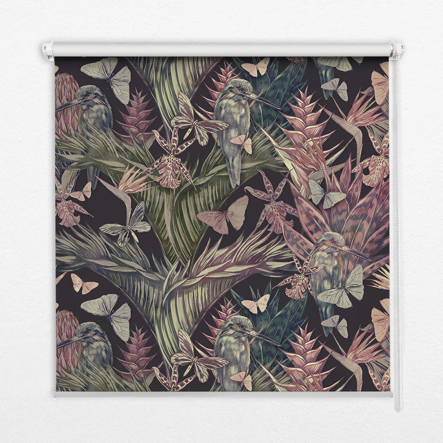 TULUP VNITŘNÍ roleta - okenní roleta - roleta - 120x140 cm - Exotické rostliny a ptáci