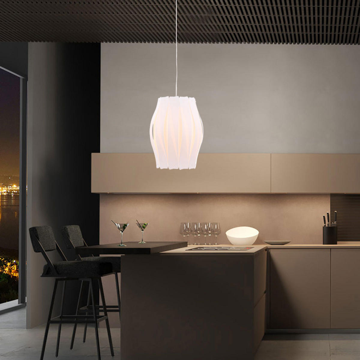 HÄNGELEUCHTE AUSTIN Weiß Kunststoff - Weiß, Kunststoff (30/30/150cm) - Globo Lighting