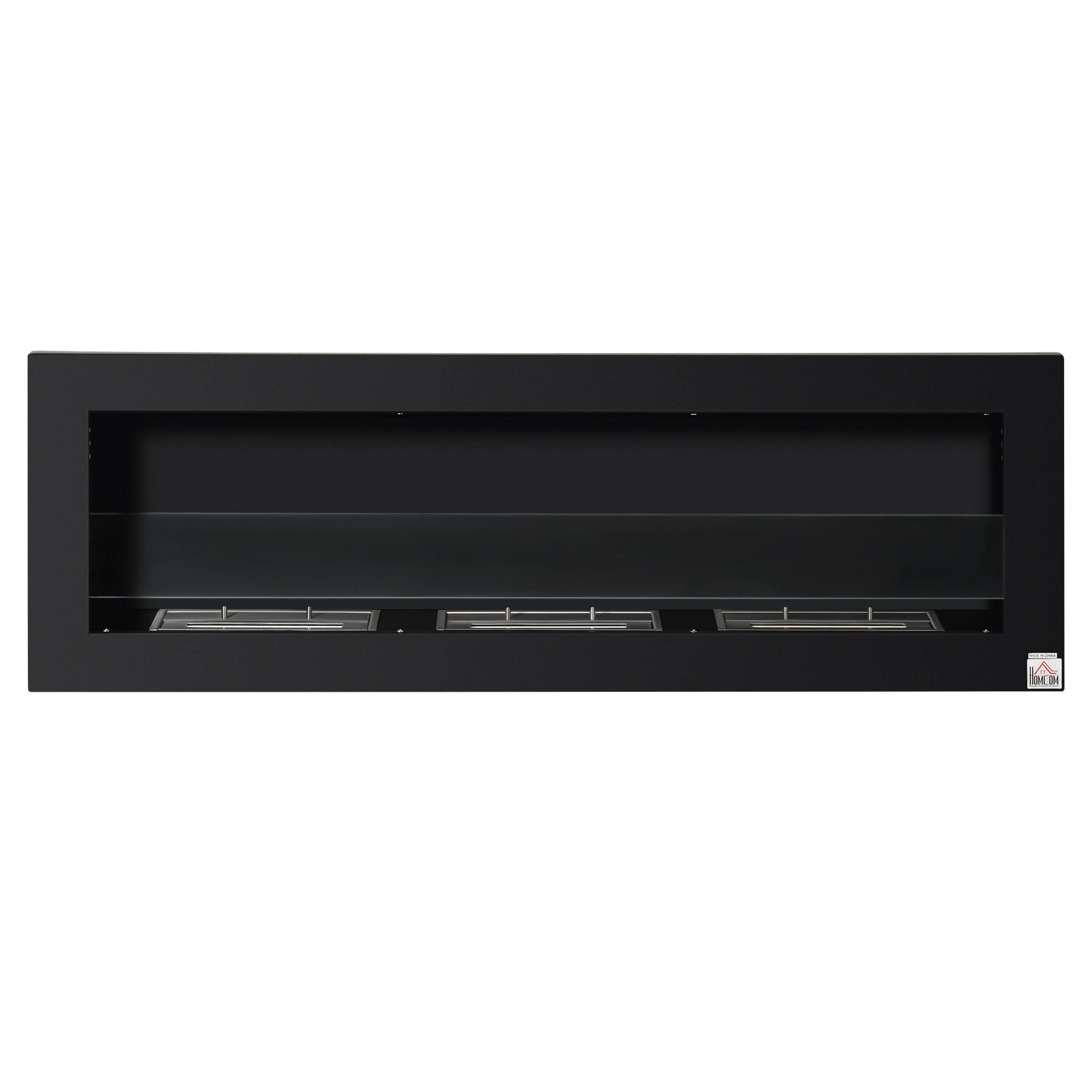 ETHANOL-KAMIN, 3 Brennboxenm, 2000W, kein Rauch, Stahl, gehärtetes Glas, Schwarz - Schwarz, Metall (15/40/120cm) - HOMCOM
