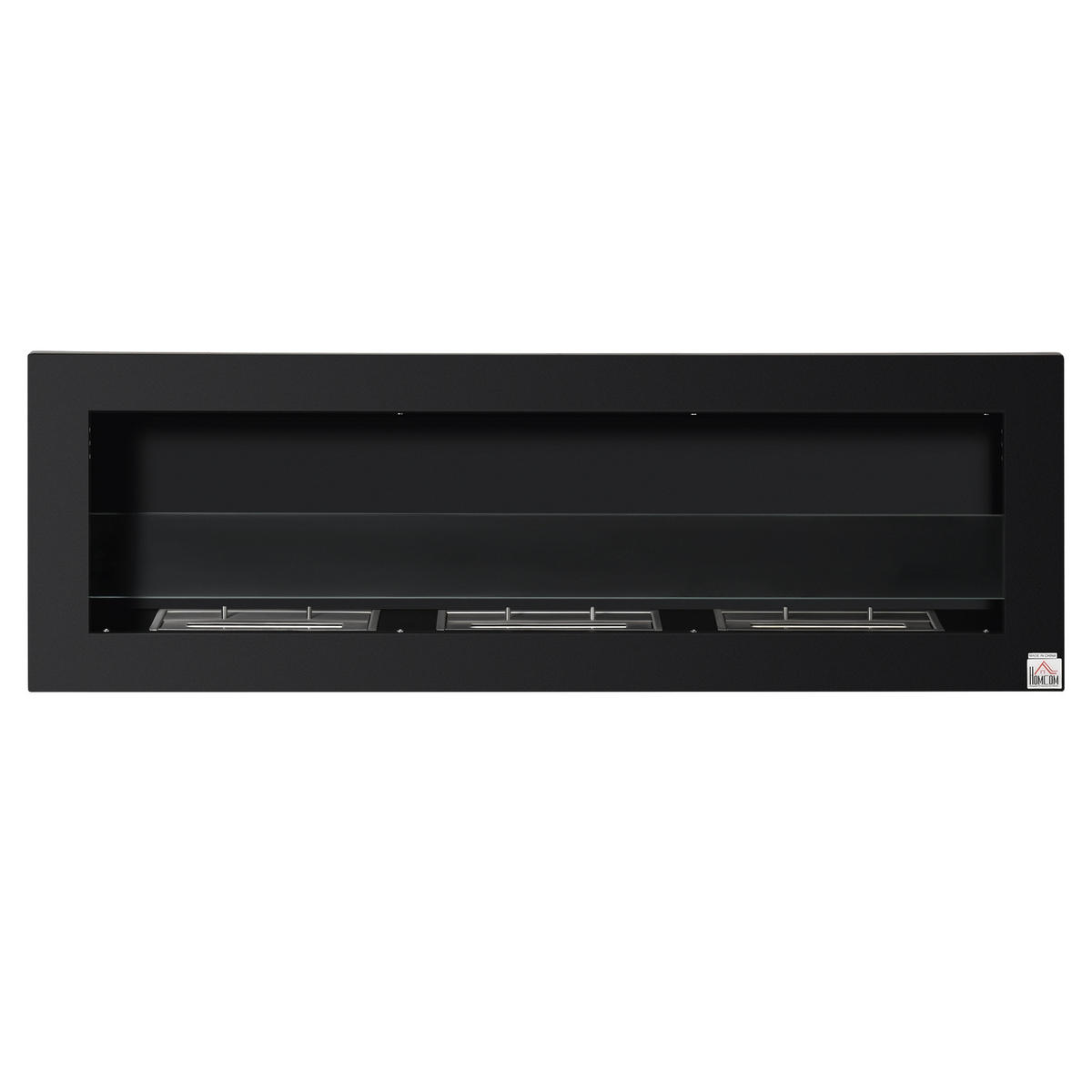 ETHANOL-KAMIN, 3 Brennboxenm, 2000W, kein Rauch, Stahl, gehärtetes Glas, Schwarz - Schwarz, Metall (15/40/120cm) - HOMCOM