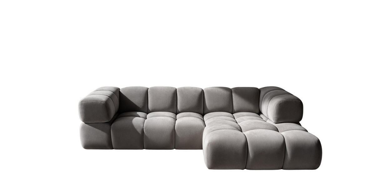 ECKSOFA L-Form Averro, stoff Bluvel, Aschgrau, Rechts - Grau, Holz (280/150cm) - Kaiser Möbel