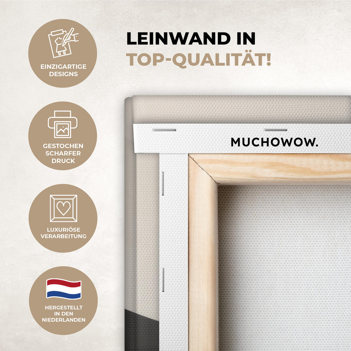 LEINWANDBILD Abstrakt - Landschaft - Wellen - Cremefarben Wanddeko 40x60 cm - Cappuccino, Textil (40/60cm) - MuchoWow