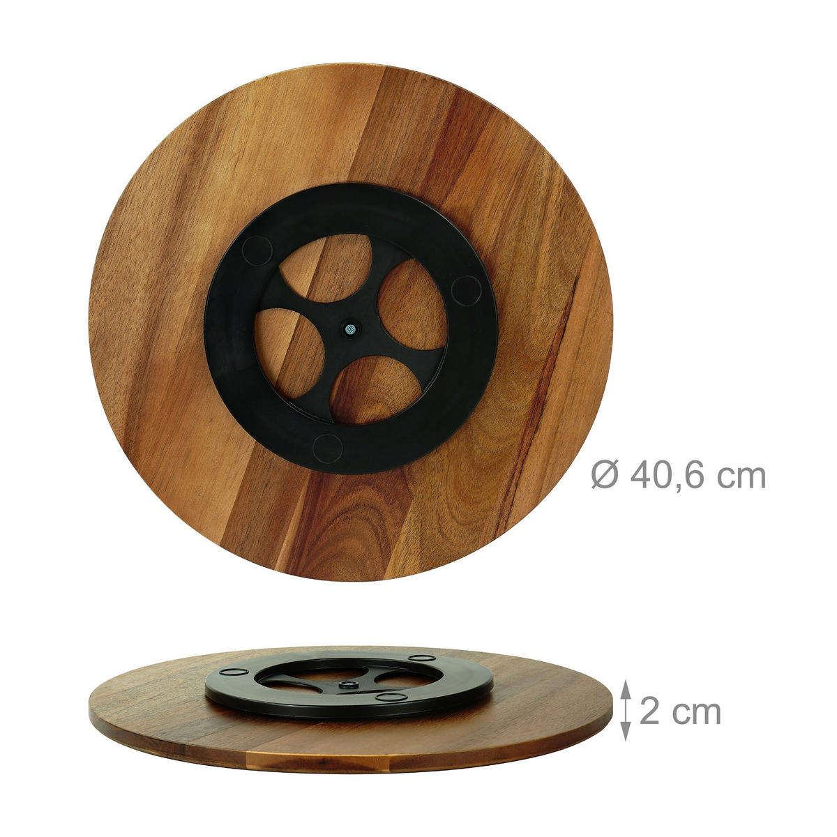 OTOČNÝ tác - hnědá, dřevo/plast (40.6/2/40.6cm) - Relaxdays