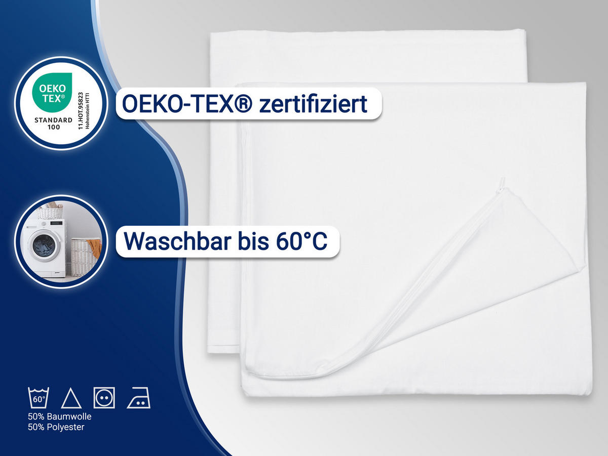KISSENBEZUG, 2er-Set, 40x145 cm, 50% Polyester, 50% Baumwolle, Weiß - Weiß, Textil (40/145cm) - Zollner