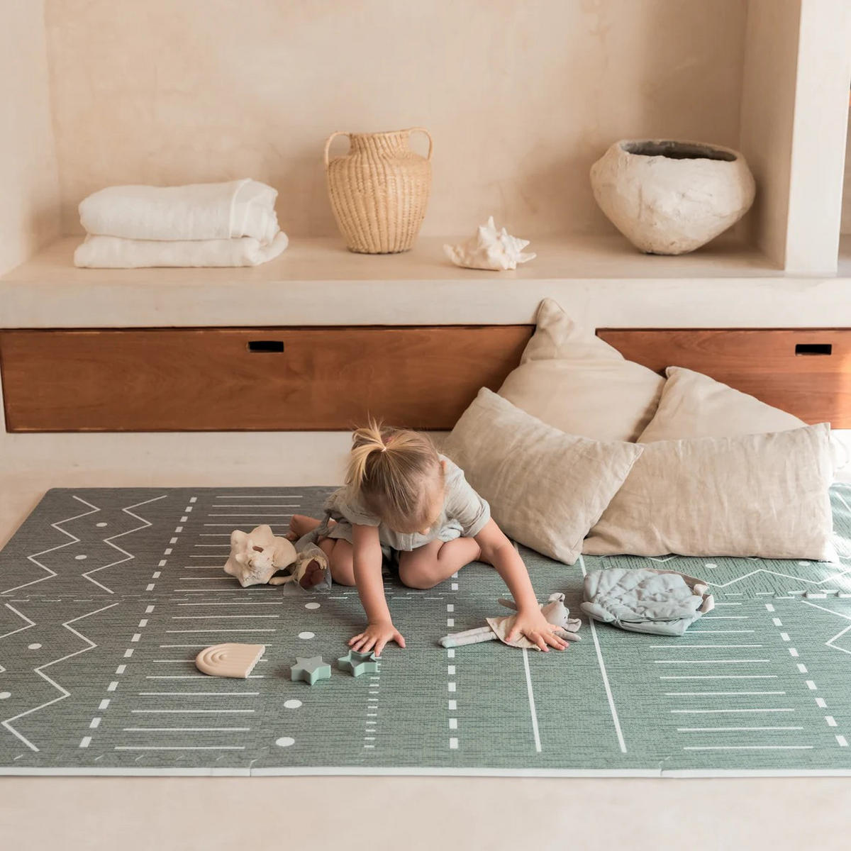 SPIELMATTE Berber Moss grün 120x180 - Grün, Kunststoff (120/180cm)