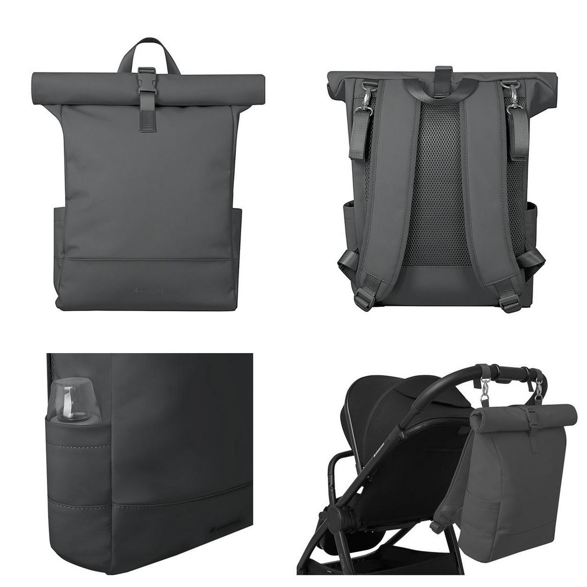 WICKELTASCHE Jayden grau Rucksack, einstellbare Grifflänge, Reißverschluss, Sicherheitsgurt - Grau, Textil (15/45/33cm) - Kikka boo