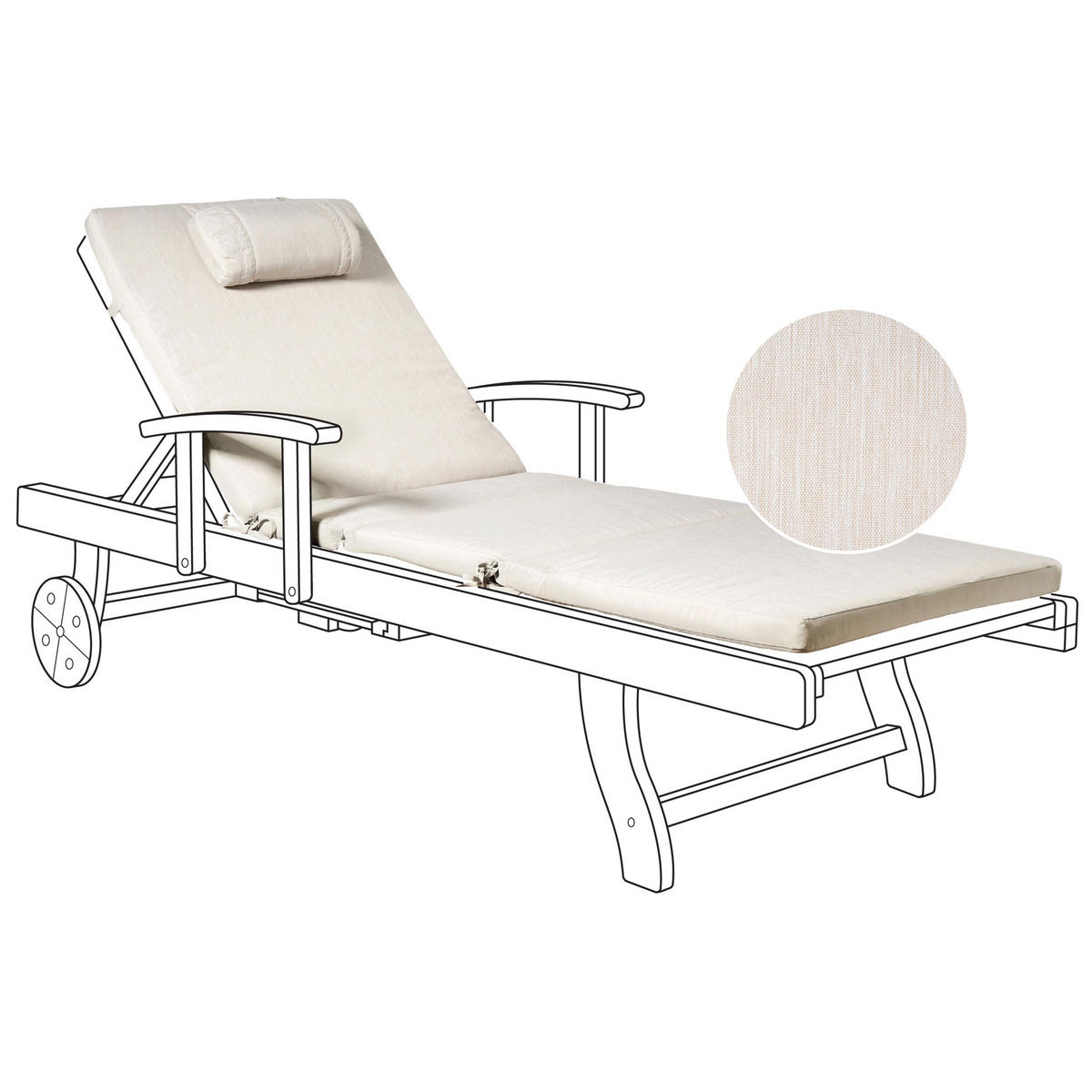 Liegenauflage Hellbeige 58/189 cm Toscana/Java/Amantea Premium - Beige, Textil (189/5/58cm) - Beliani