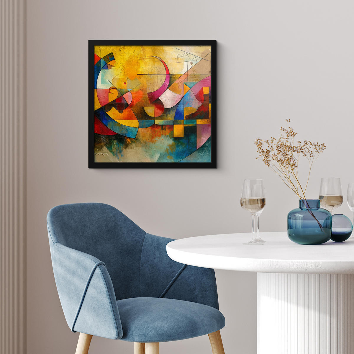 POSTER MIT RAHMEN Kunst - Abstrakt - Modern 40x40 cm - Gelb, Papier (40/40cm) - MuchoWow