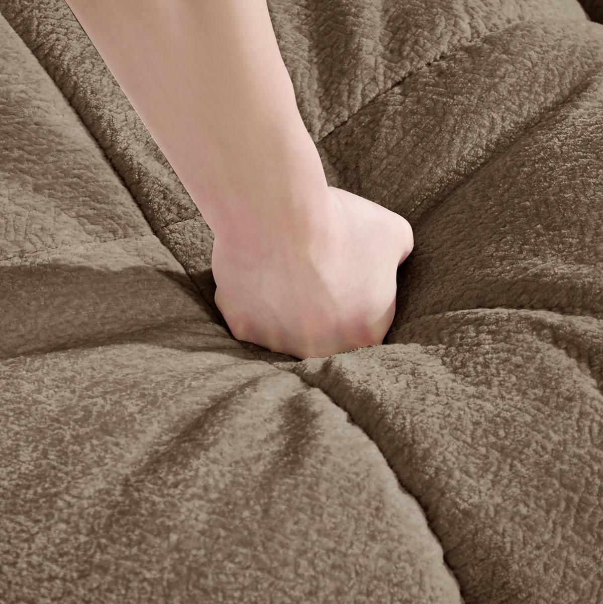 SOFA 190/86/90 cm in Braun aus Chenille mit Steppnähten - Braun, Textil (86/90/190cm) - Flora Grace