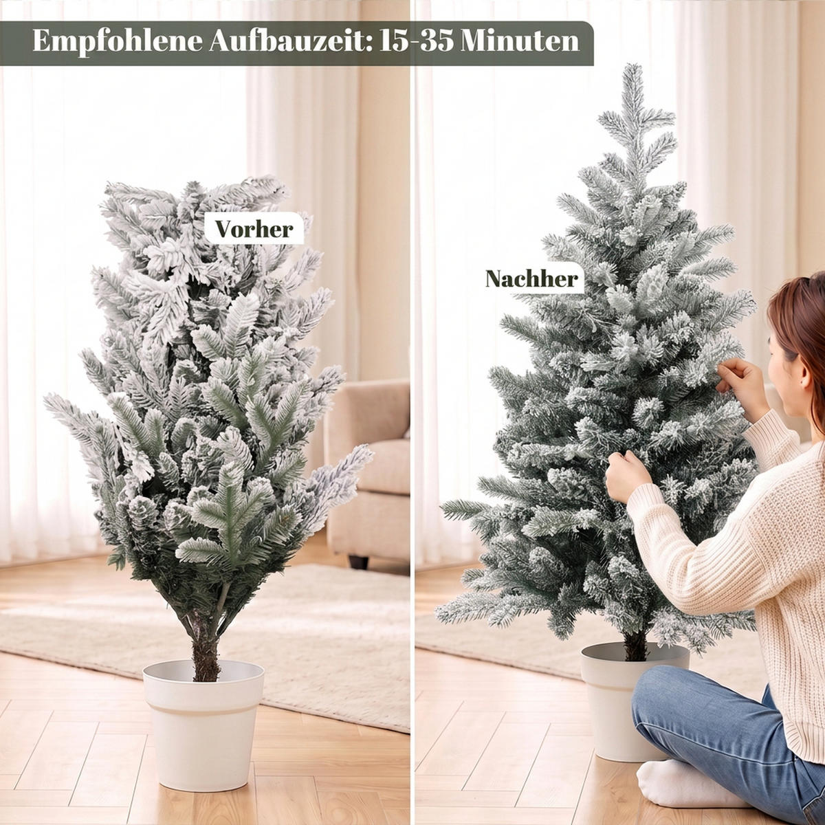 WEIHNACHTSBAUM Kunststoff Stahl Weiß - Weiß, Kunststoff (90cm) - HOMCOM