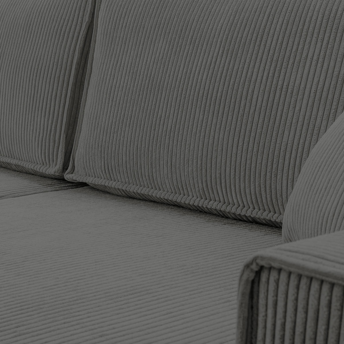 WOHNLANDSCHAFT Cedria Grau 389/145/85 cm mit Schlaffunktion - Schwarz/Grau, Kunststoff/Textil (389/85/145cm) - AX Living