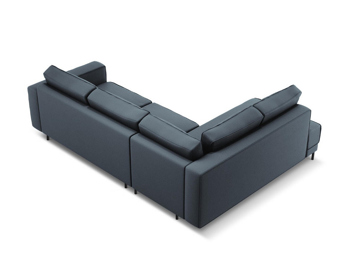 AUSKLAPPBARES-ECKSOFA links Caro aus strukturiertem Stoff blau 5 Sitzplätze - Blau, Textil (187/247cm) - Micadoni