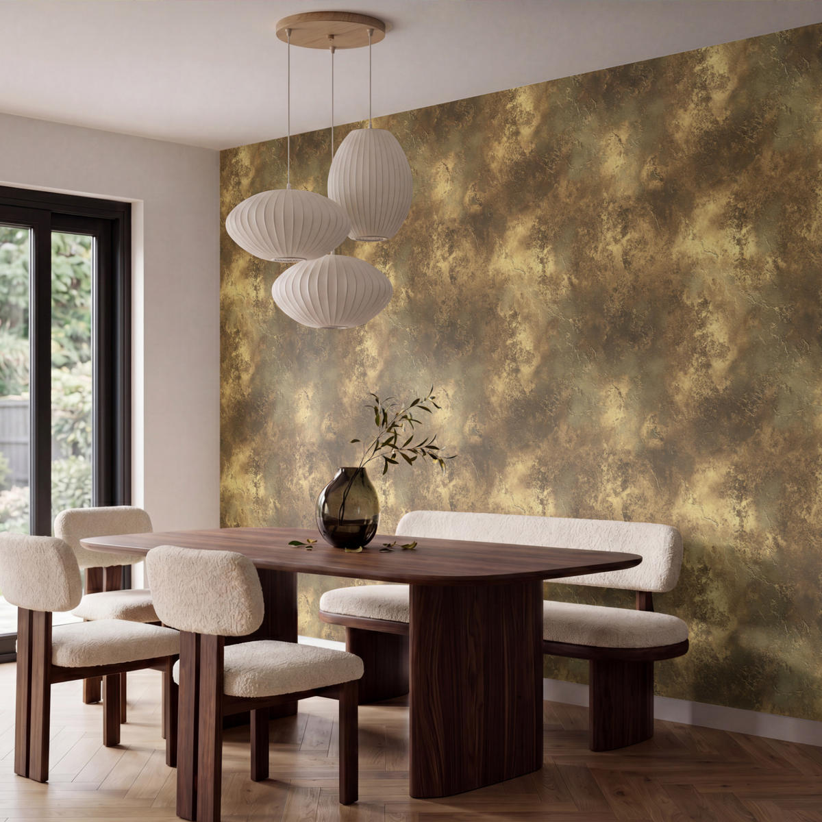 TAPETE - Antik - Metallic-Look - Gold - 400x280 cm - Messingfarben, Papier (400/280cm) - OnlyWow