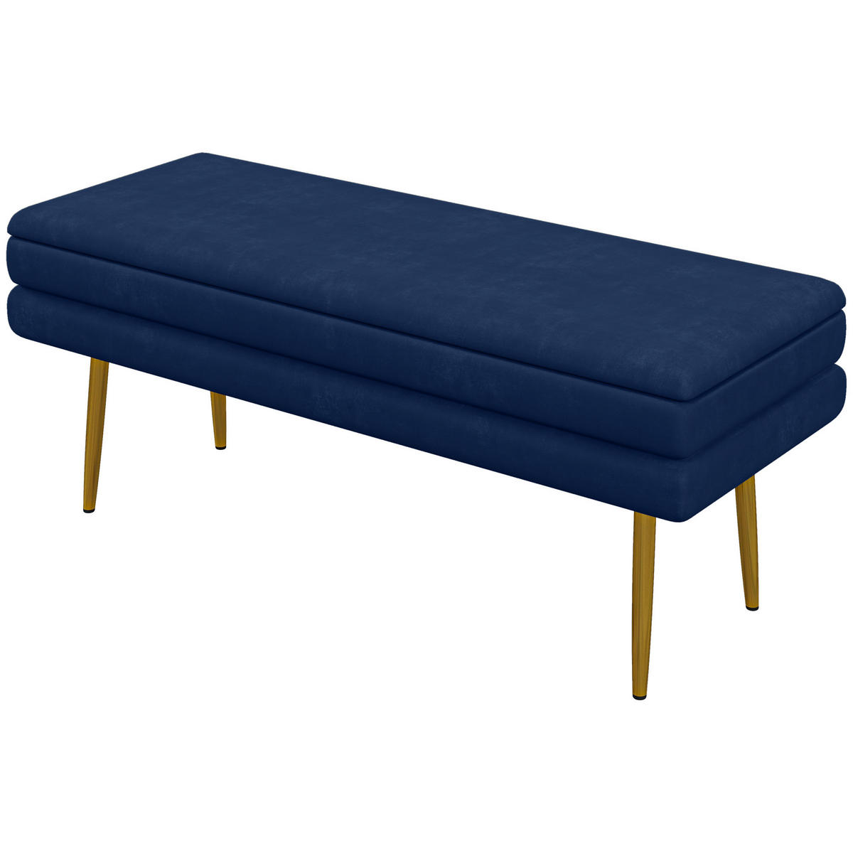TRUHENBANK DE-16419 2-in-1 mit Stauraum und Samtbezug Blau/Gold - Blau, Textil (100/42/37.5cm) - ComfortXL