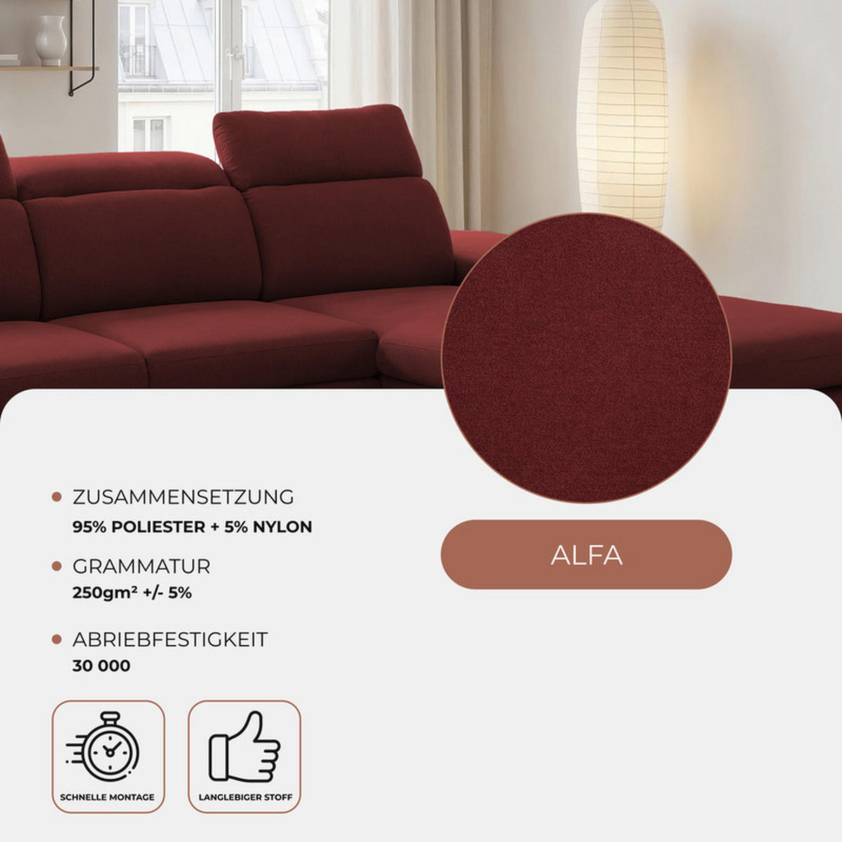 ECKSOFA PABLO mit Schlaffunktion und Bettkasten Rot - Rot, Holzwerkstoff/Kunststoff (250/90cm) - Idohome