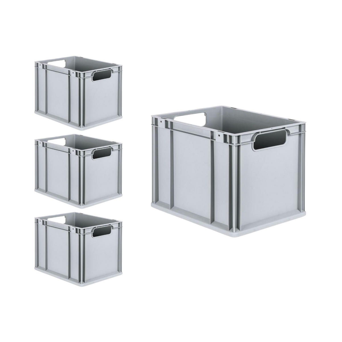 EUROBOX 4x Nextgen Economy Mit Auflagedeckel Grau/Gelb Griffe Offen 30 Liter - Gelb, Kunststoff (30/32/40cm) - PROREGAL