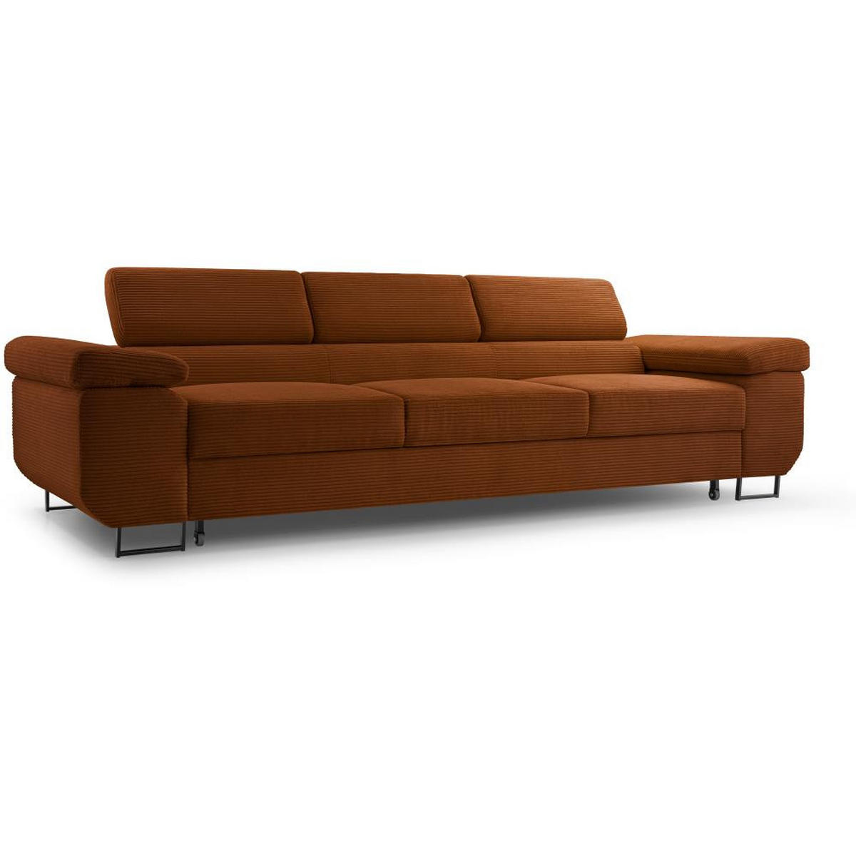 3-SITZERSOFA mit Schlaffunktion Navio dunkelrot - Schwarz/Dunkelrot, Textil (274/90/98cm) - Beautysofa