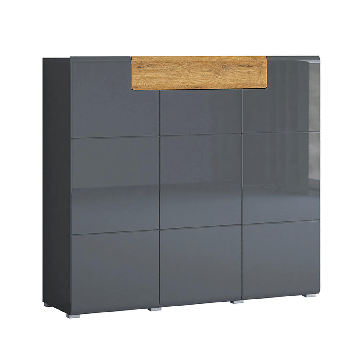 SIDEBOARD Jules Grau und Holz - Grau, Holzwerkstoff (147/131/39cm) - Petits-meubles