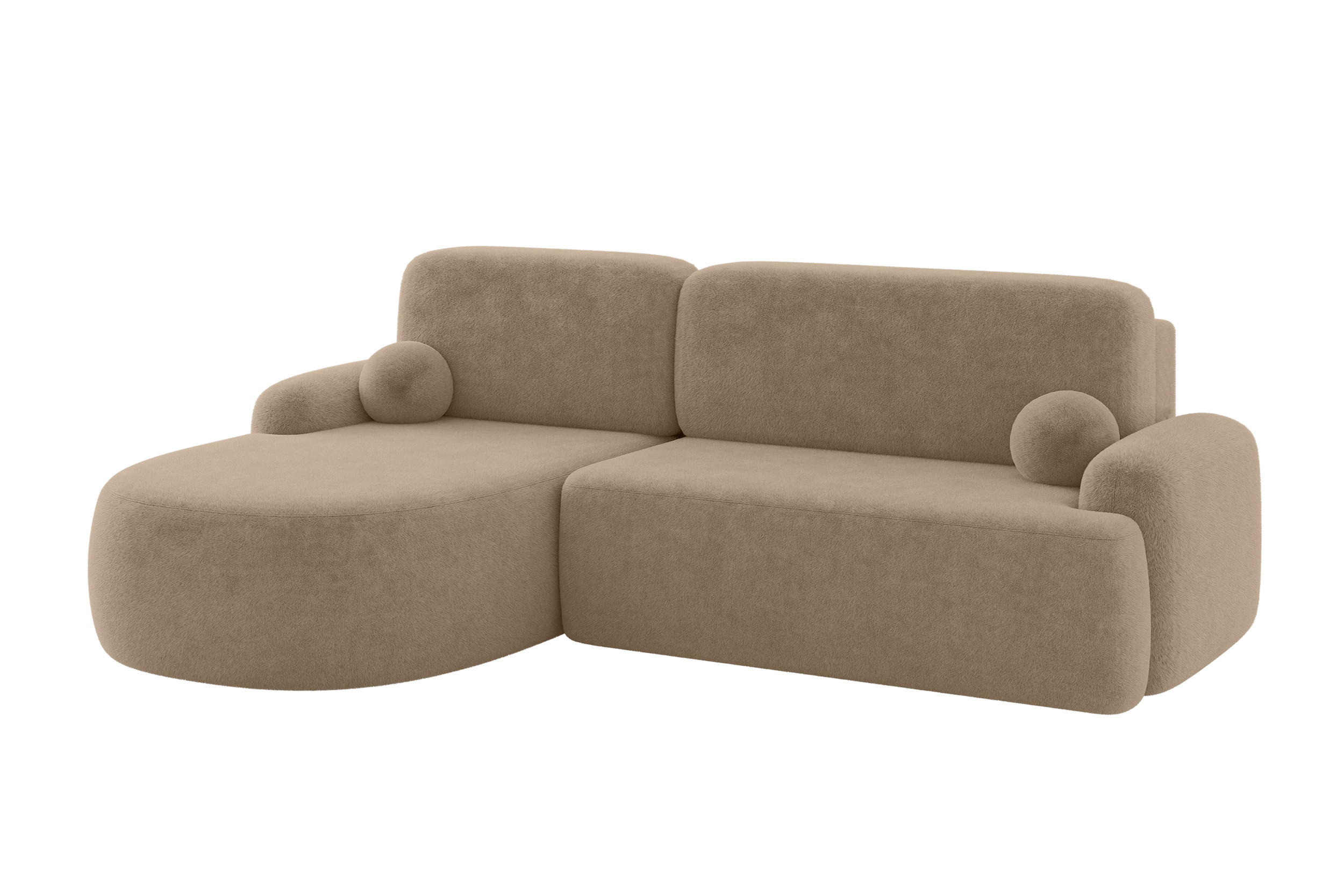 ECKSOFA mit Schlaffunktion und Bettkasten LIRA-L - 264x172x89 Beige - Beige, Holzwerkstoff/Textil (264/172cm) - ALTDECOR
