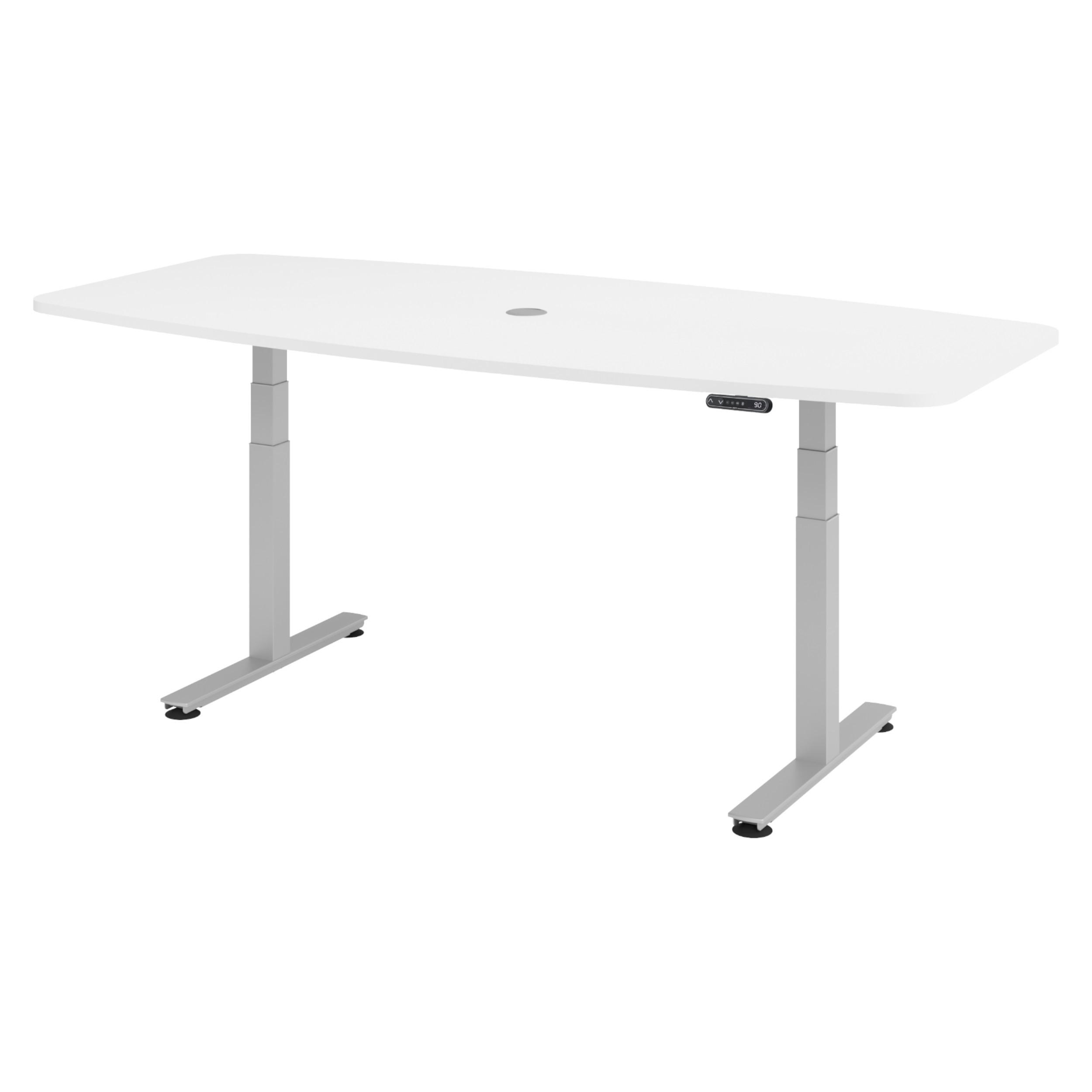 KONFERENZTISCH elektrisch XDSM22 103/220/74 cm in Weiß/Silberfarben - Silberfarben/Weiß, Holzwerkstoff (103/220/74cm) - bümö