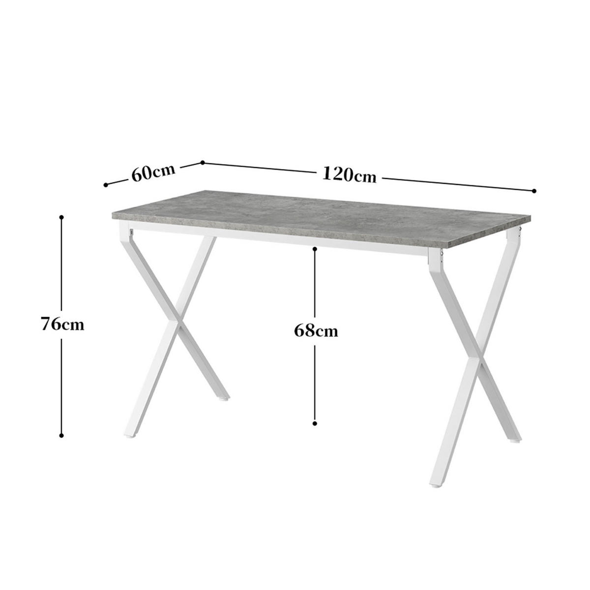 ESSTISCH SAMUEL, Eiche, 120/60/76 cm - Eichefarben/Weiß, Holzwerkstoff/Metall (60/120/76cm) - B&D Home