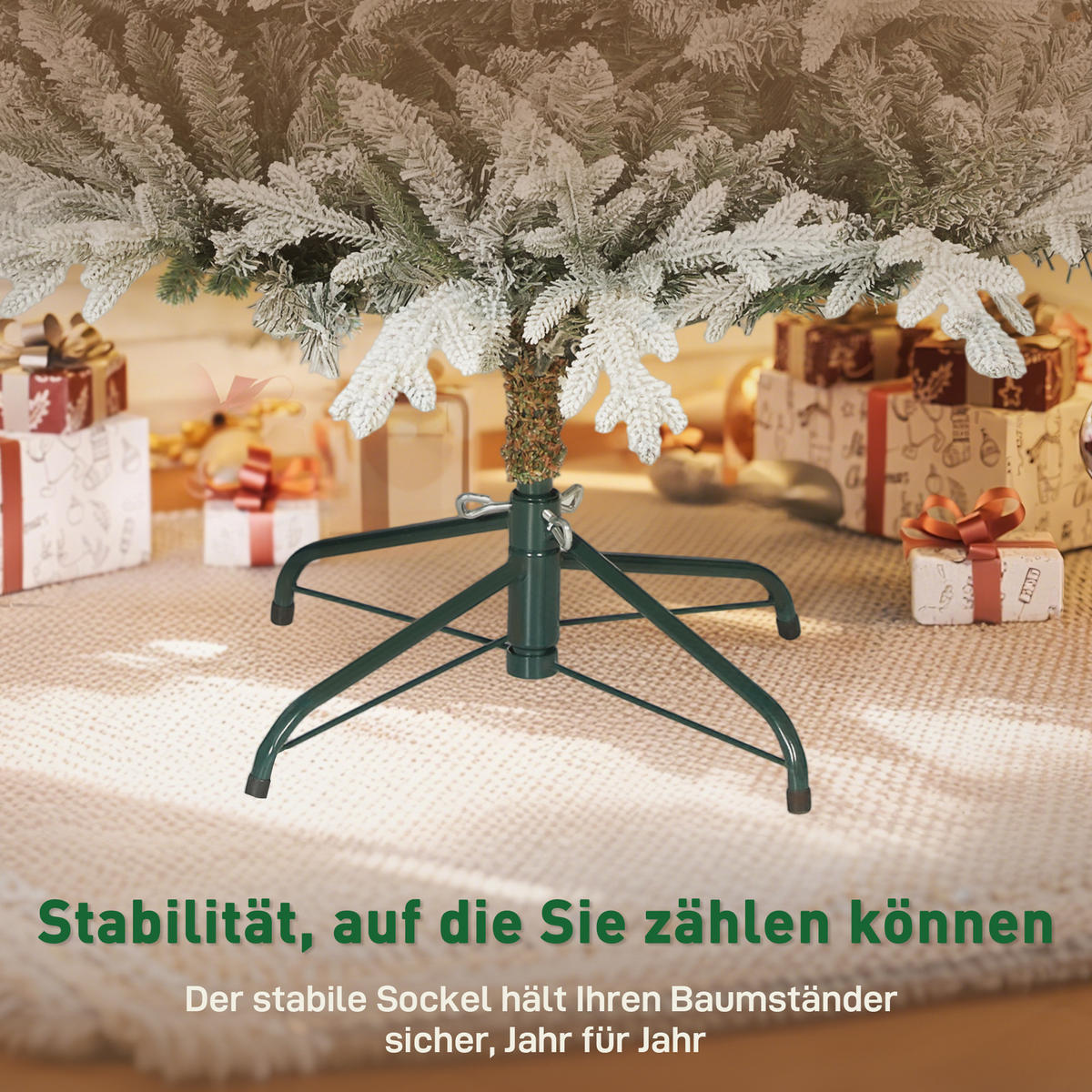 KÜNSTLICHER Weihnachtsbaum 180 cm künstlich Tannenbaum mit Schnee, 1976 Spitzen - Grün, Kunststoff (180cm) - HOMCOM