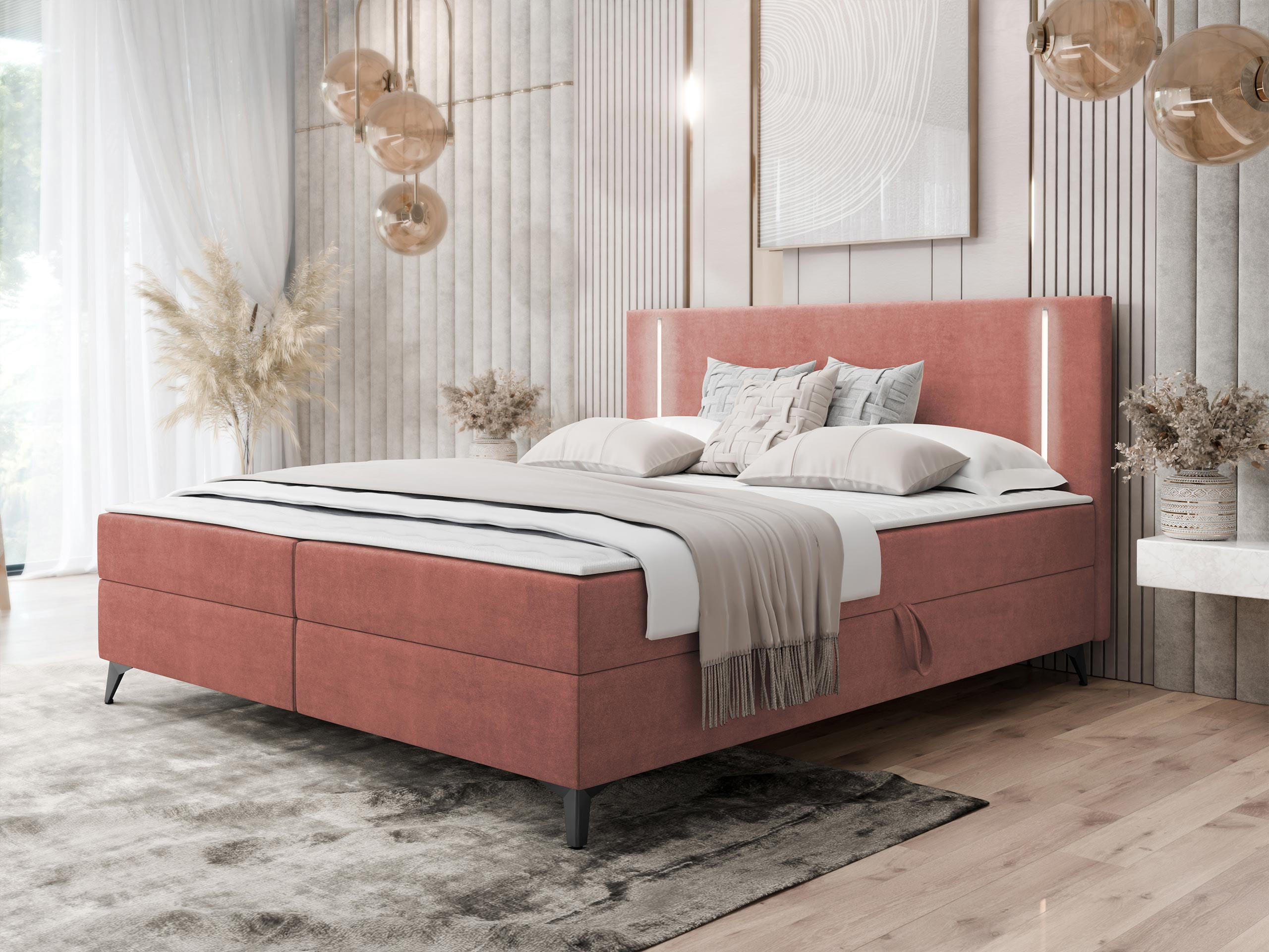 BOXBETT Ono 2 - Schwarz/Braun, Holz/Textil (200/200cm) - MIRJAN24